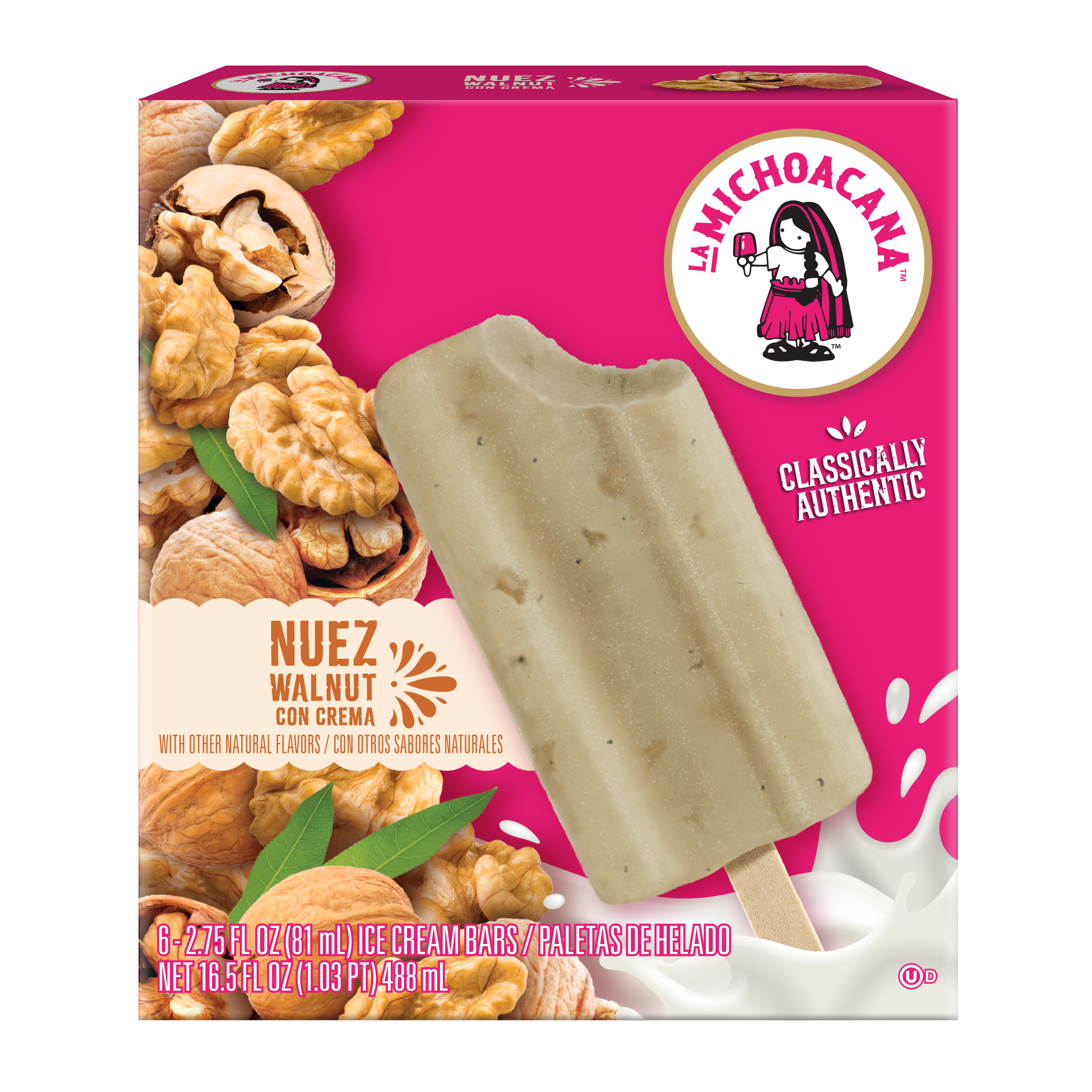 Nuez Walnut Con Crema Paleta 6-Pack