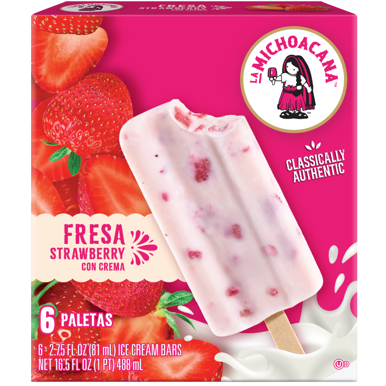 Fresa Strawberry Con Crema Paleta 6-Pack